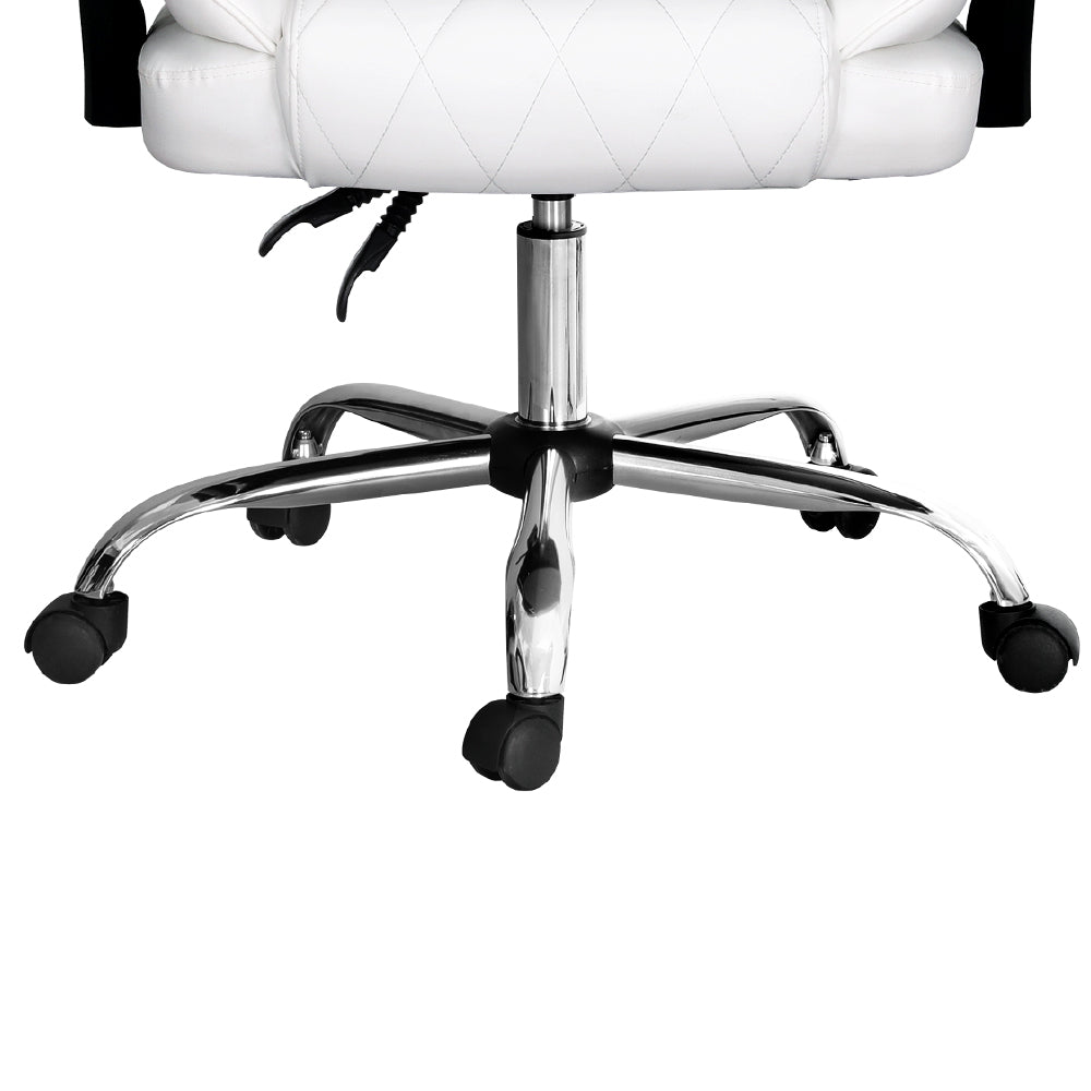 Camelon Executive Office Chair – White Leather – Reclining