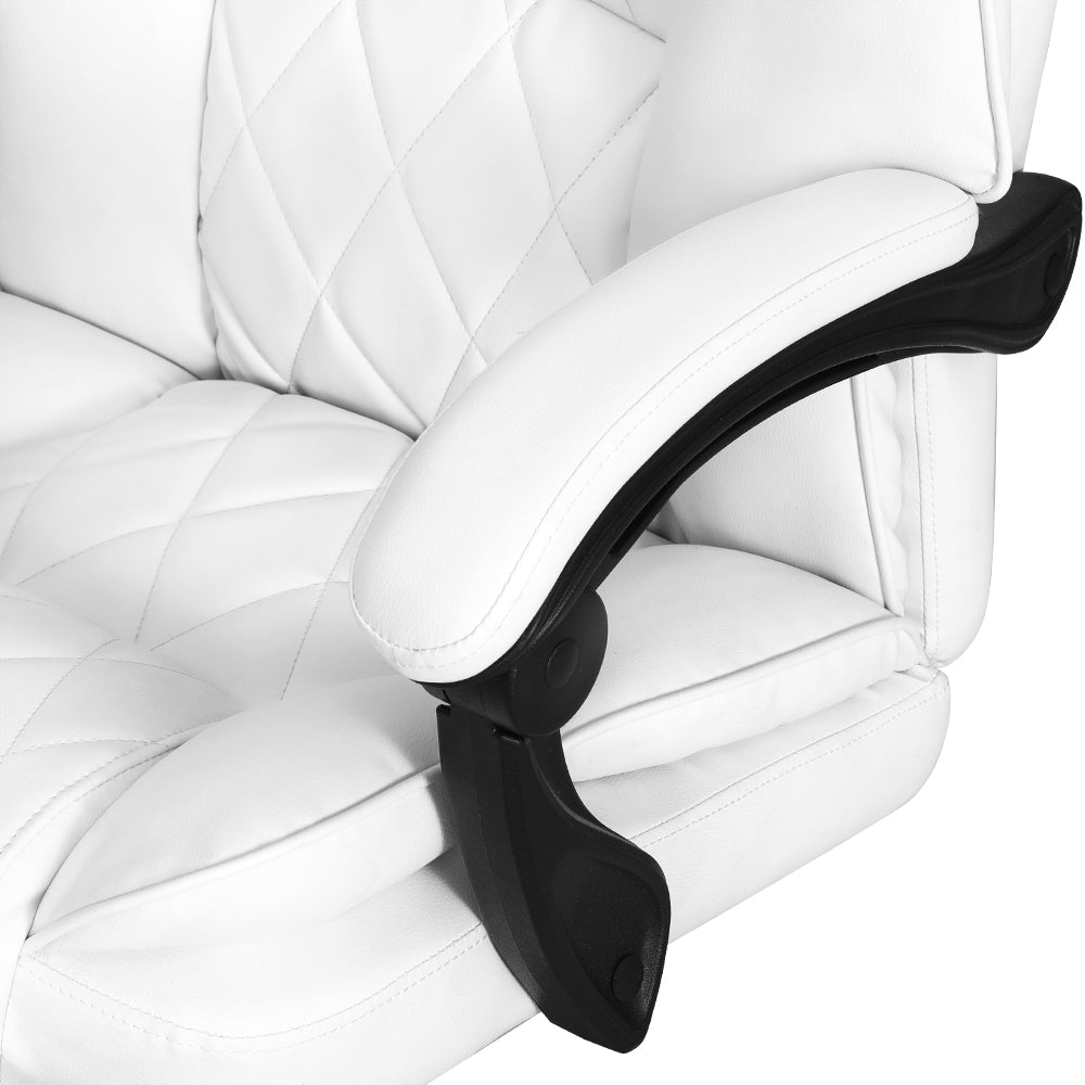 Camelon Executive Office Chair – White Leather – Reclining
