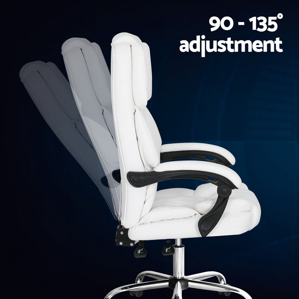 Camelon Executive Office Chair – White Leather – Reclining