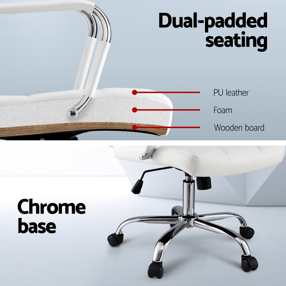 Corven PU Leather Office Chair – White – Standard