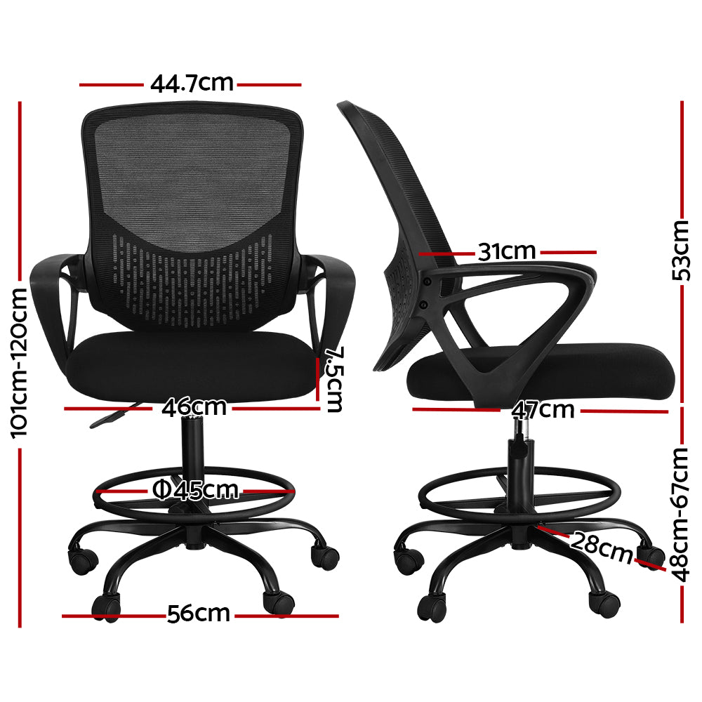 Siena Drafting Office Chair – Black – Standard