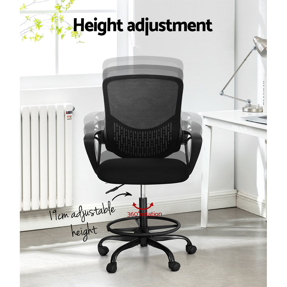 Siena Drafting Office Chair – Black – Standard