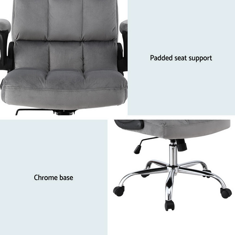 Valdron Velvet Racing Office Chair – Grey – Standard