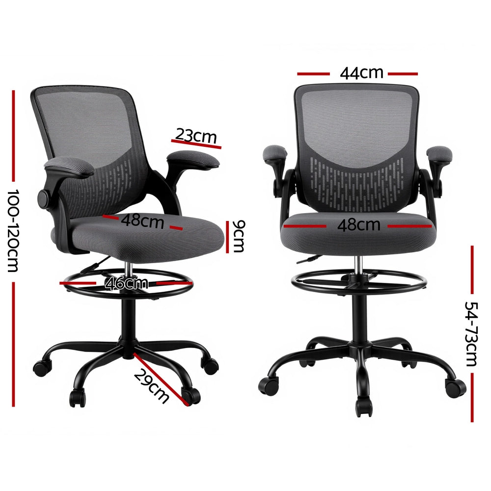 Kendron Drafting Office Chair – Grey Mesh Design