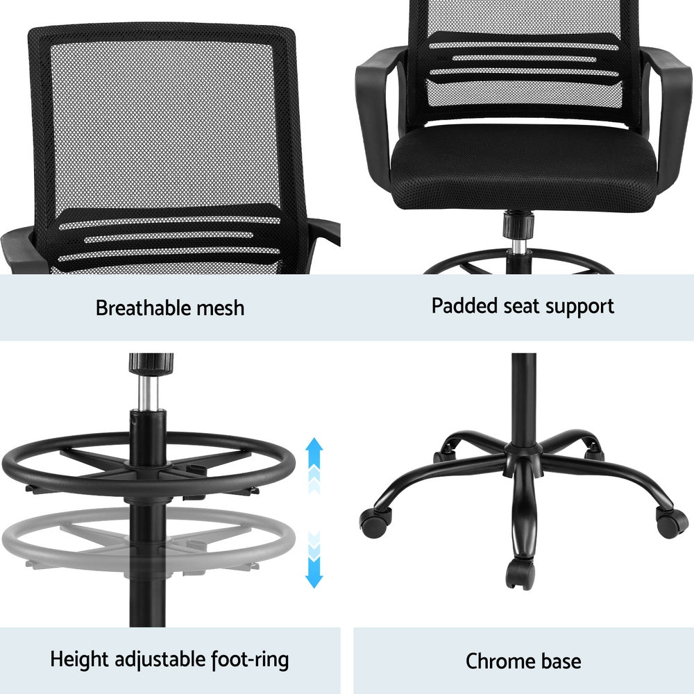 Brescia Drafting Office Chair – Black – Standard