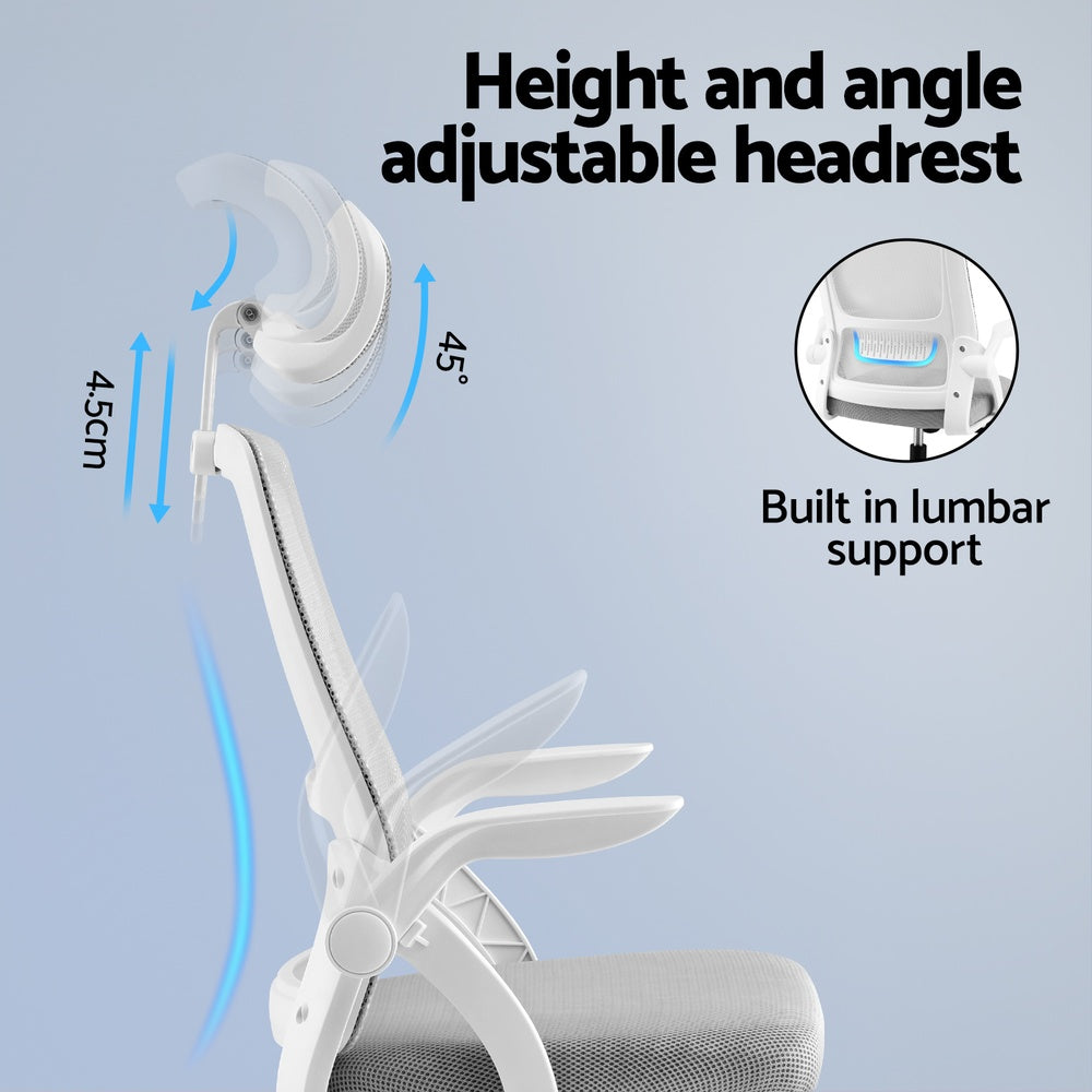 Summit Ergonomic Office Chair with Adjustable Headrest – Grey – Standard