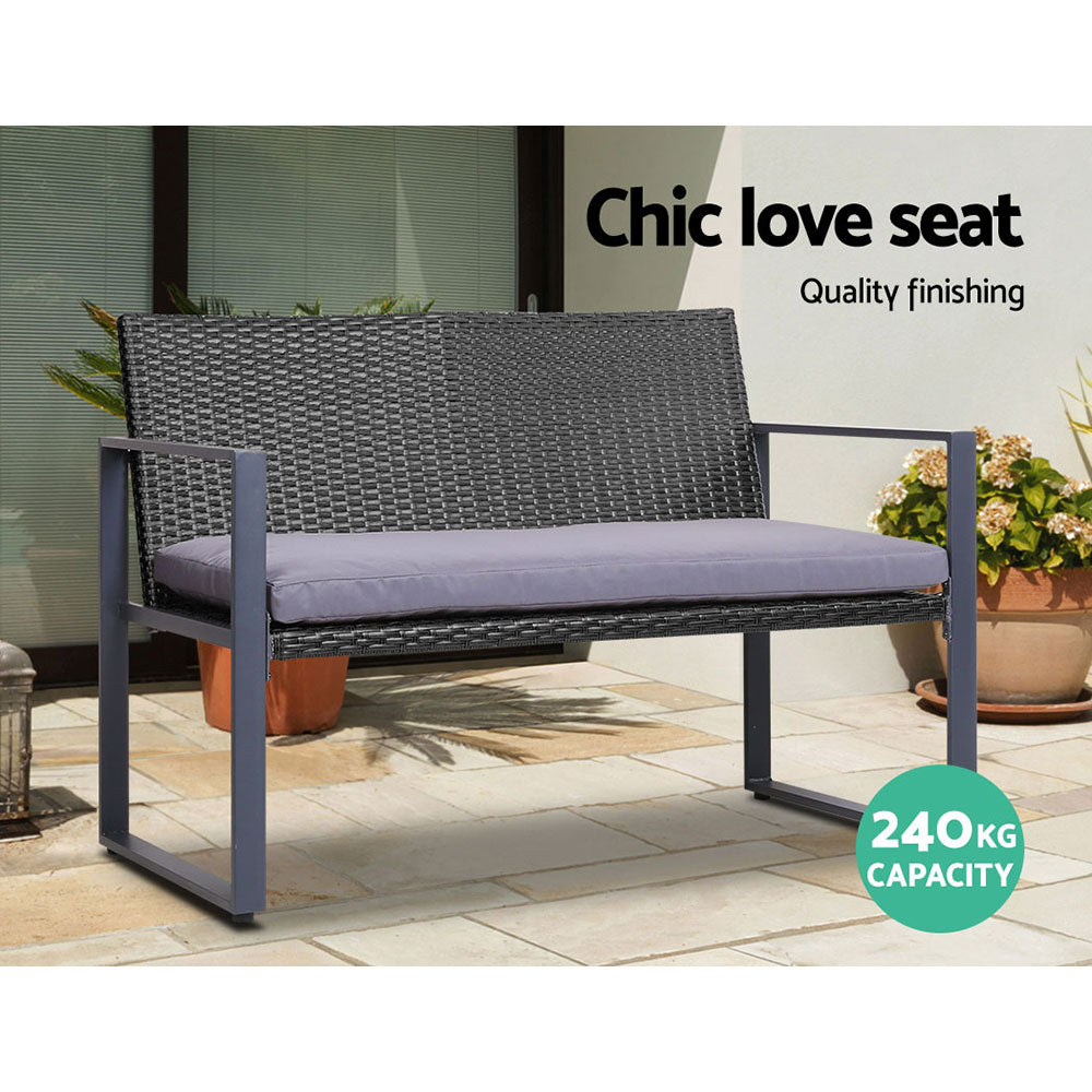 Stellan Outdoor Sofa Set – Black – 4 Piece