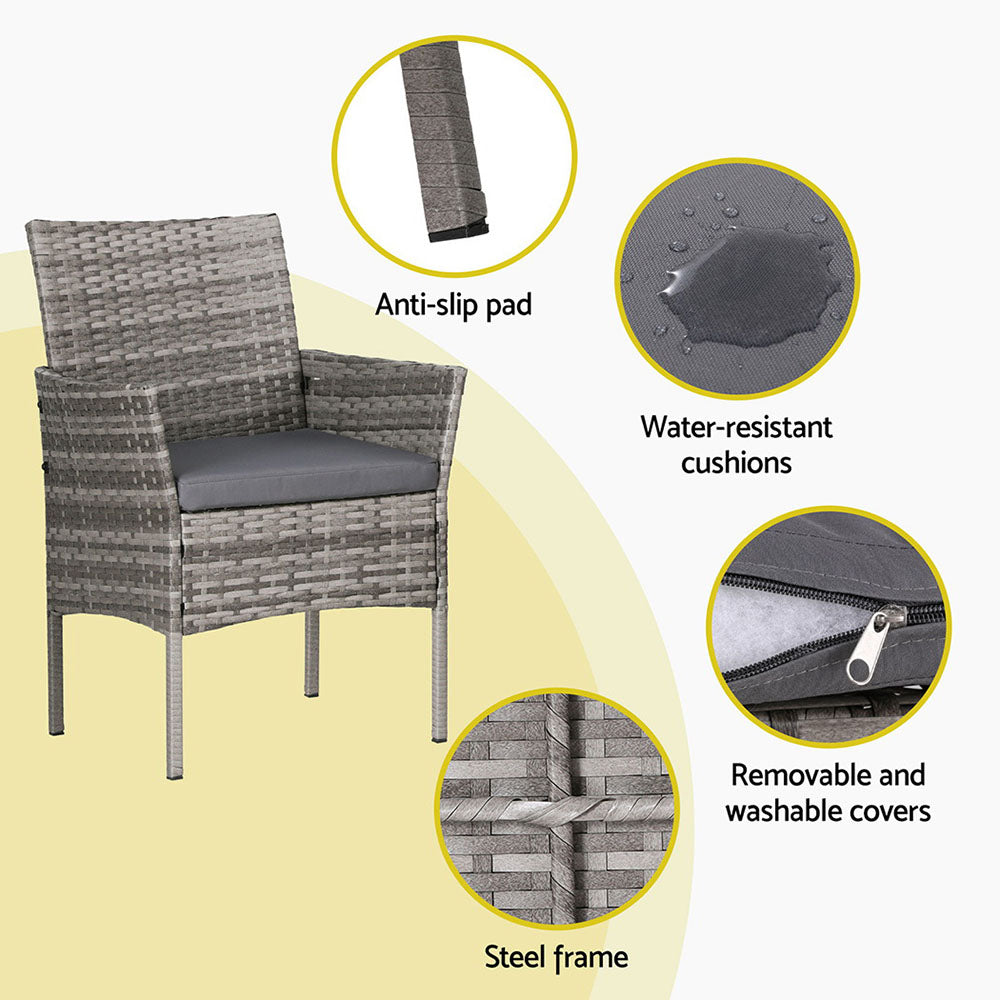 Linden 4 Seater Outdoor Sofa Set – Grey – Wicker