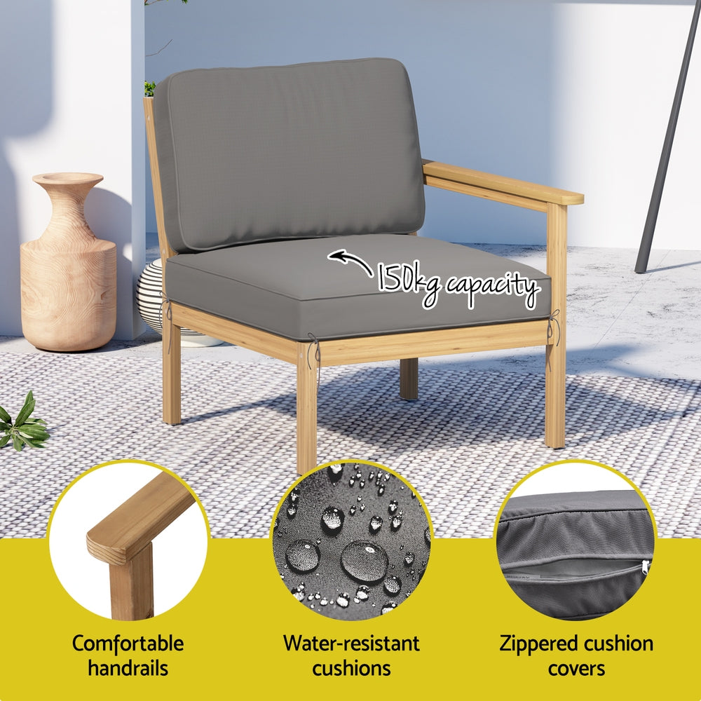Avalon Outdoor Sofa Set – Wood – 6 Piece