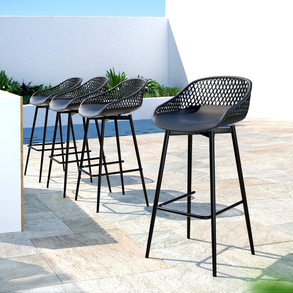 Valerio Outdoor Bar Stools – Black – Set of 4