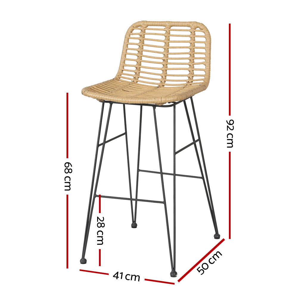 Zara Wicker Bar Stools – Beige – Set of 2