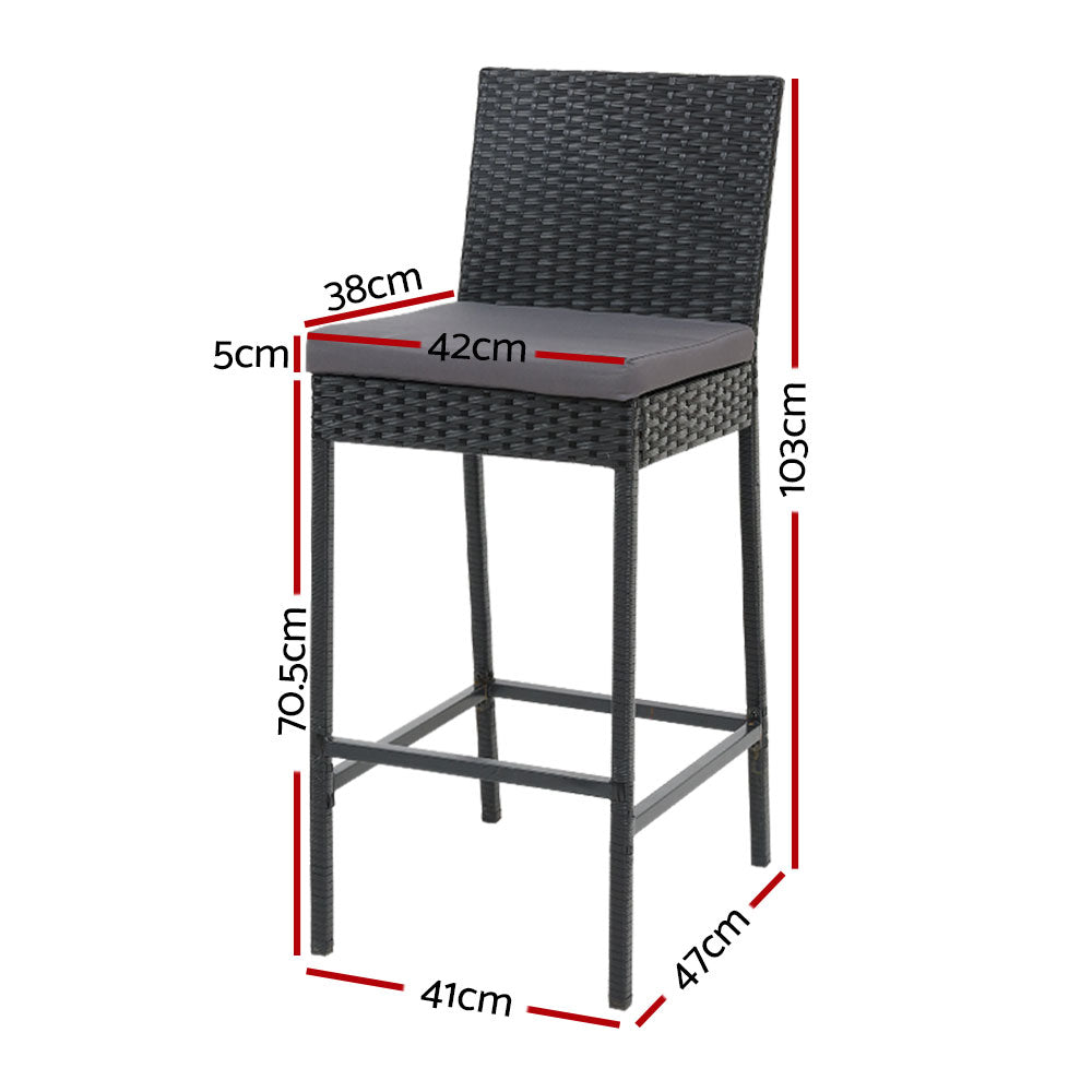 Serano Outdoor Wicker Bar Stools – Black – Set of 4