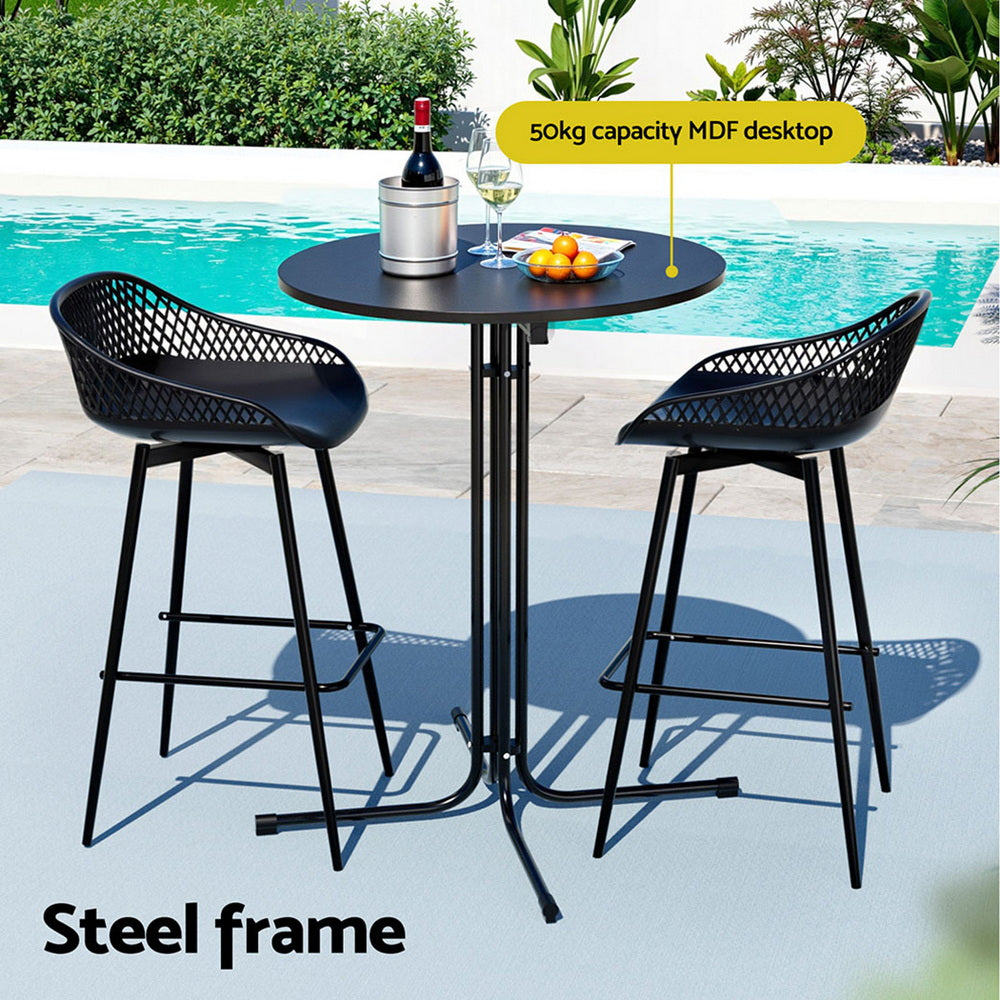 Linden Outdoor Bar Set – Black – 3 Piece