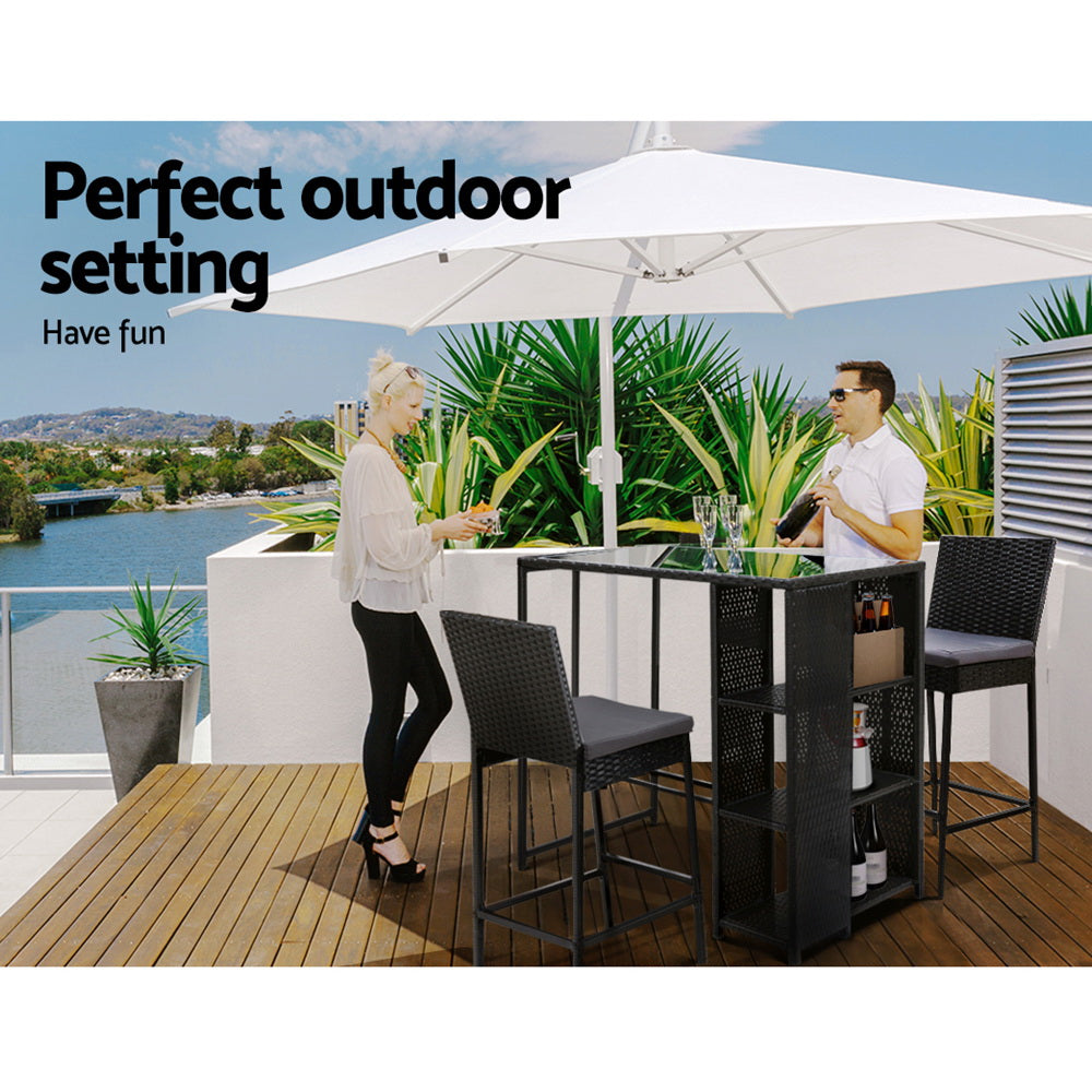 Rowan Wicker Bar Set – Black – 3 Piece