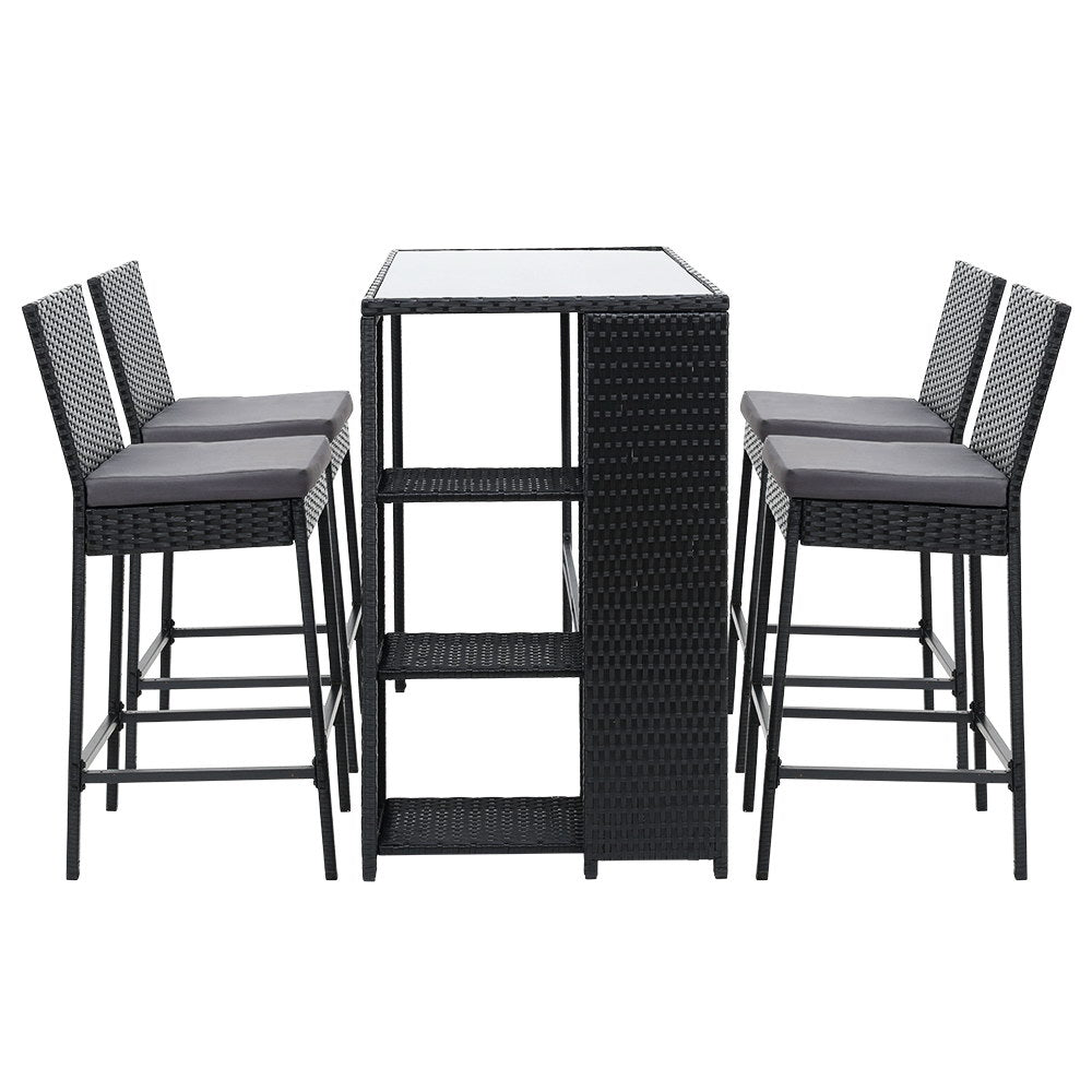 Riviera Outdoor Bar Set – Black – 5 Piece