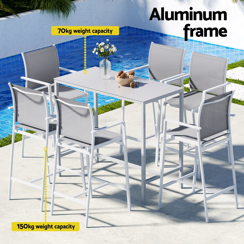 Arlo Outdoor Bar Set – White – 7 Piece