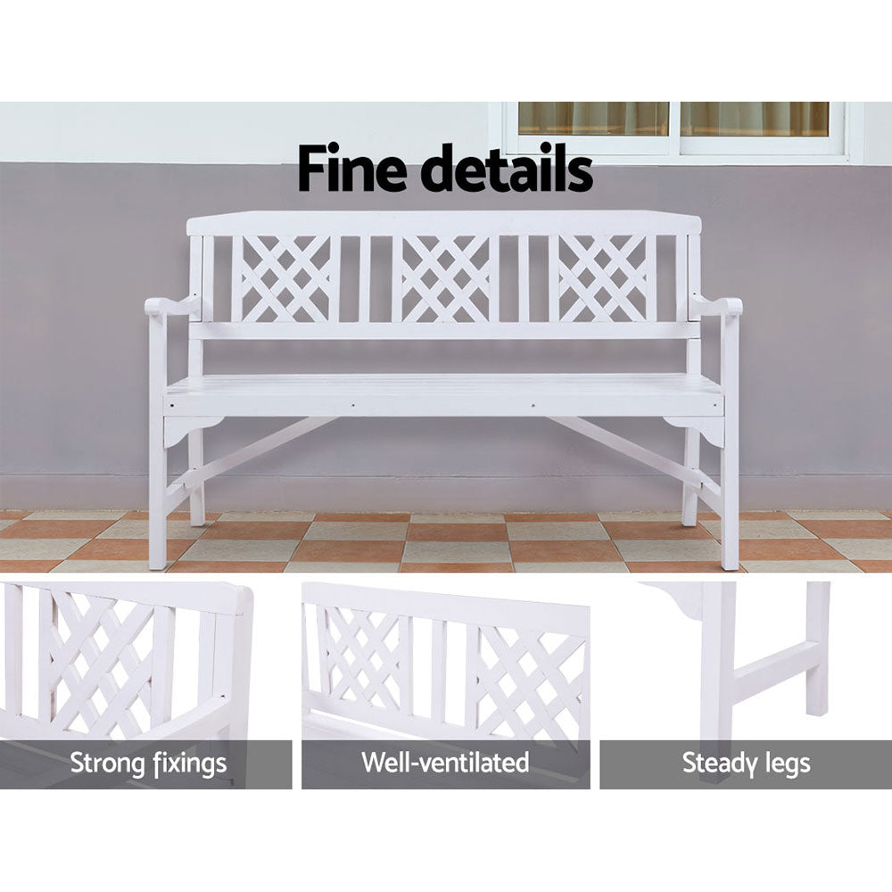Heritage Garden Bench – White – 3 Seat