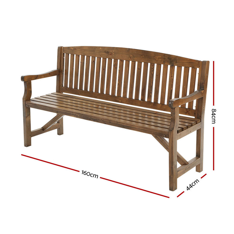 3 Seat Outdoor Wooden Garden Bench - Natural