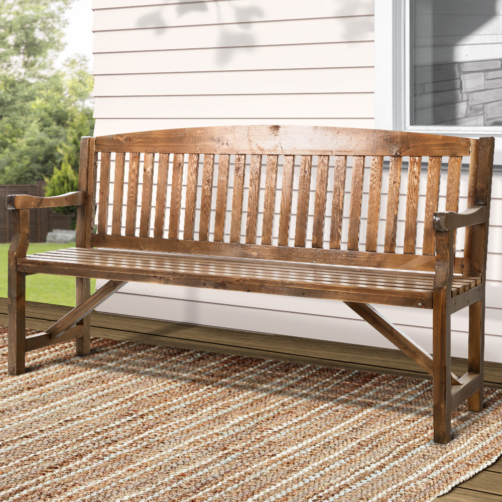 Linden 5FT Outdoor Garden Bench Wooden 3 Seat Chair Patio Furniture Natural