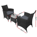 3 PC Outdoor Bistro Set - Black