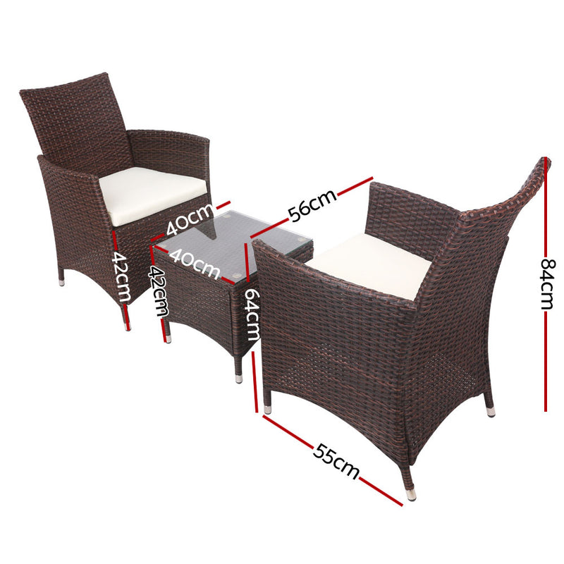 3 PC Outdoor Bistro Set - Brown