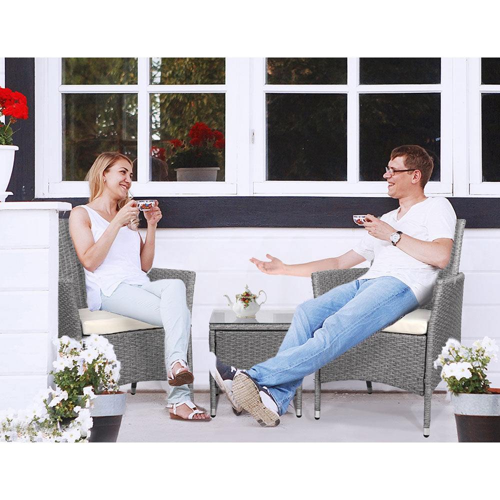Riviera Outdoor Bistro Set – Grey – 3 Piece