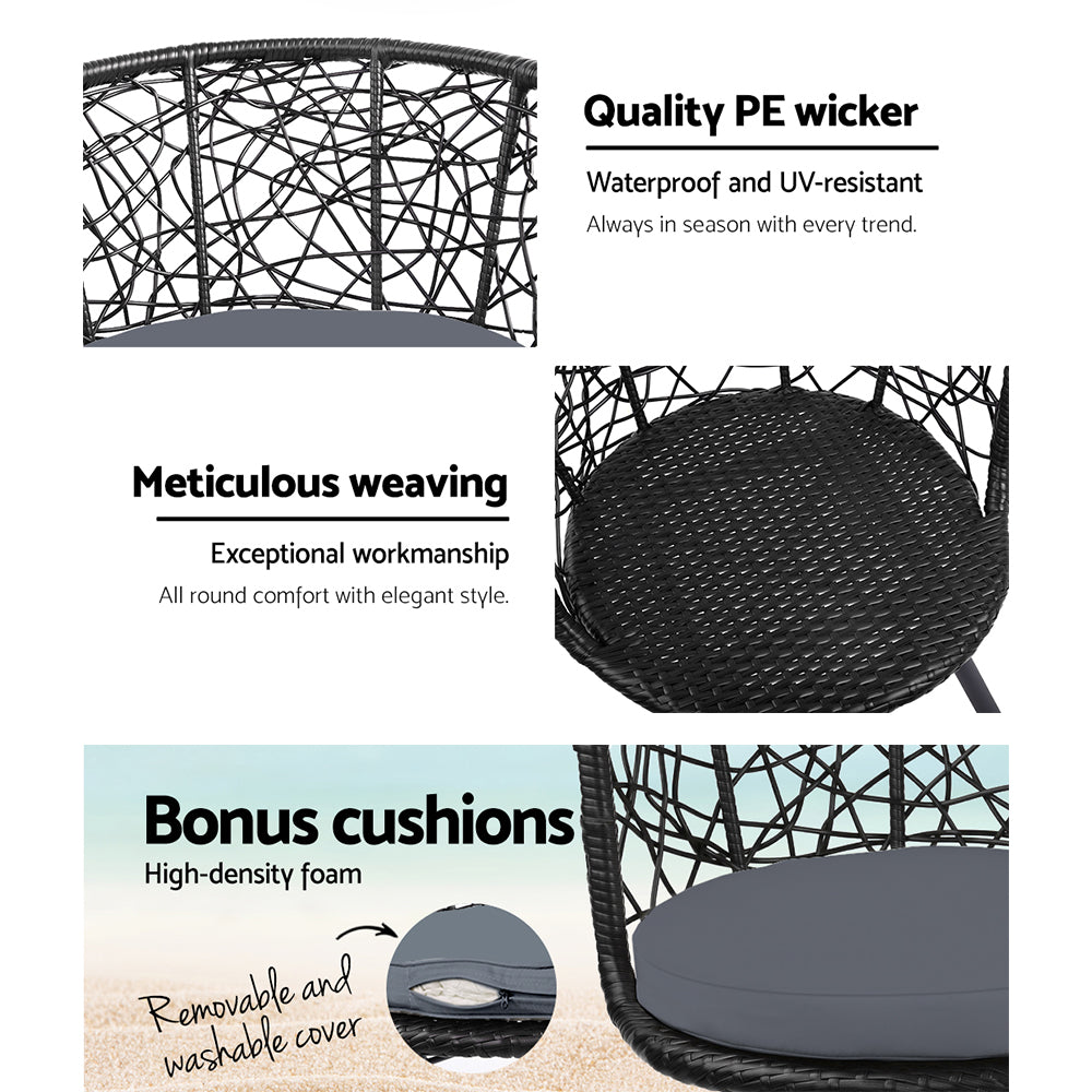 Atlas Outdoor Bistro Set – Black – 3 Piece