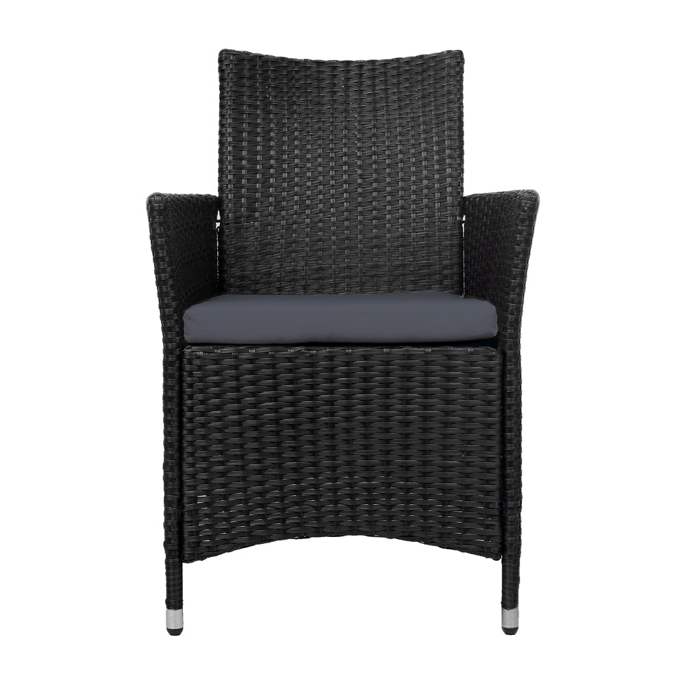 Marina Outdoor Wicker Dining Chairs – Black – Set of 2