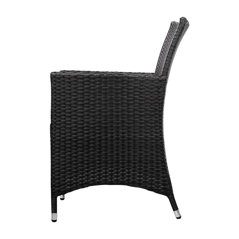 Marina Outdoor Wicker Dining Chairs – Black – Set of 2