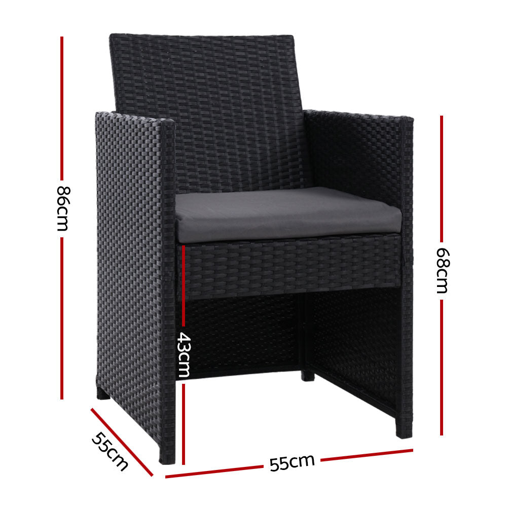 Rowan Outdoor Dining Chairs – Black – Set of 2