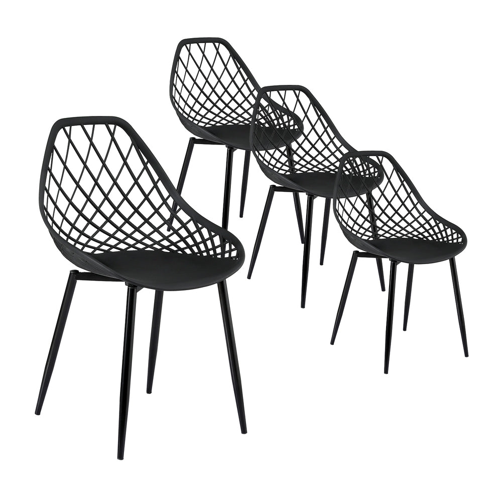 Linden 4PC Outdoor Dining Chairs PP Lounge Chair Patio Garden Furniture Black