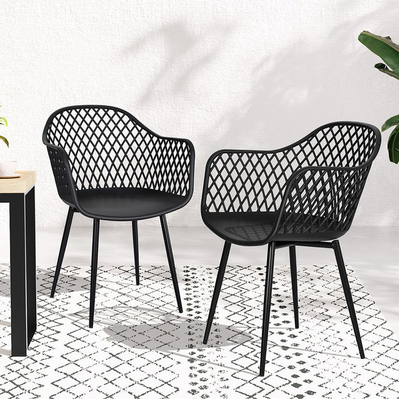 4 PC Outdoor Dining Chair Set – Black