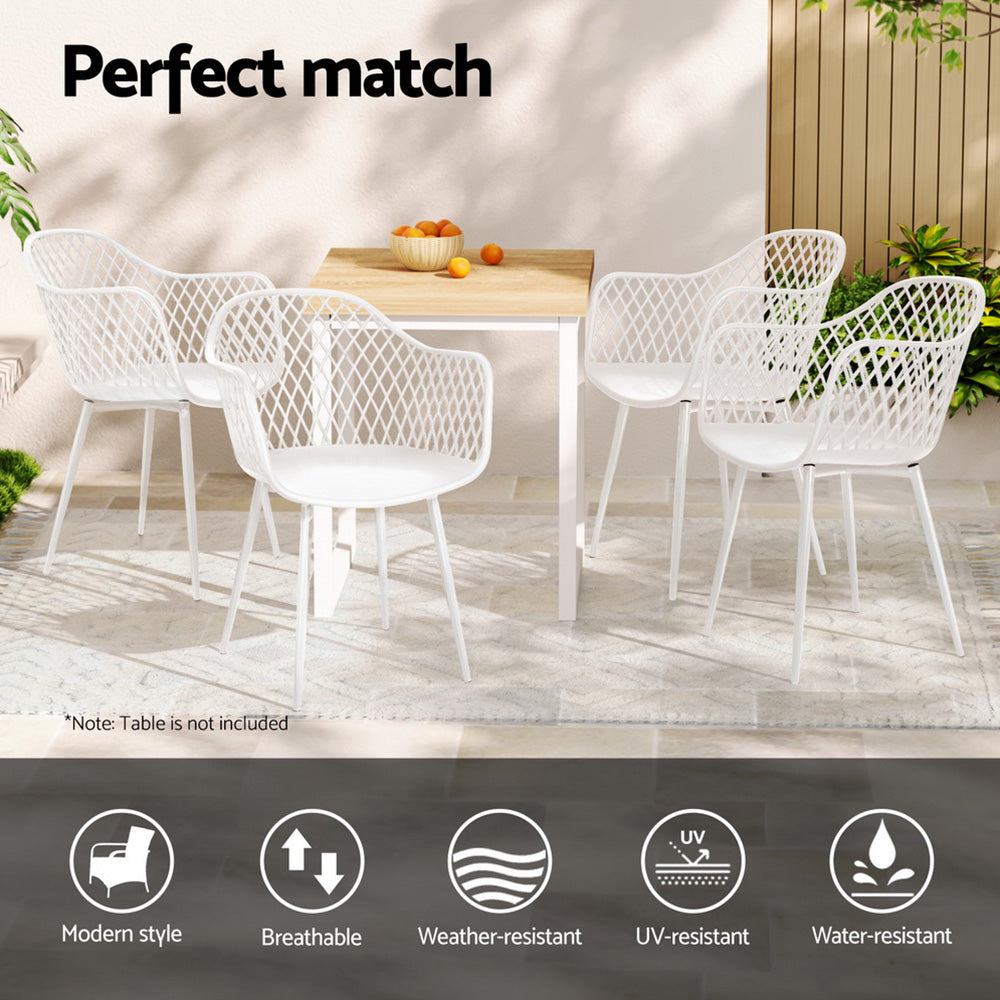 Nova Outdoor Lounge Chairs – White – Set of 4