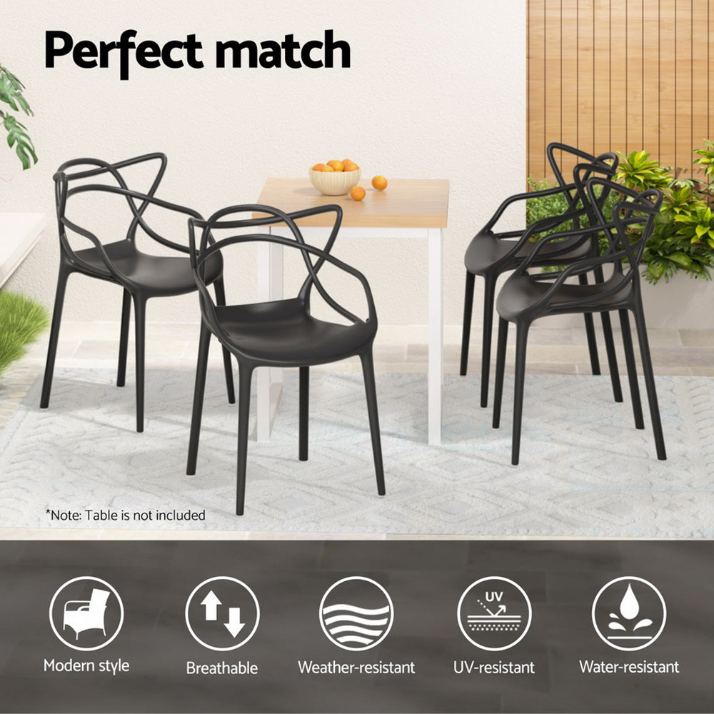 Nova Stackable Dining Chairs – Black – Set of 4