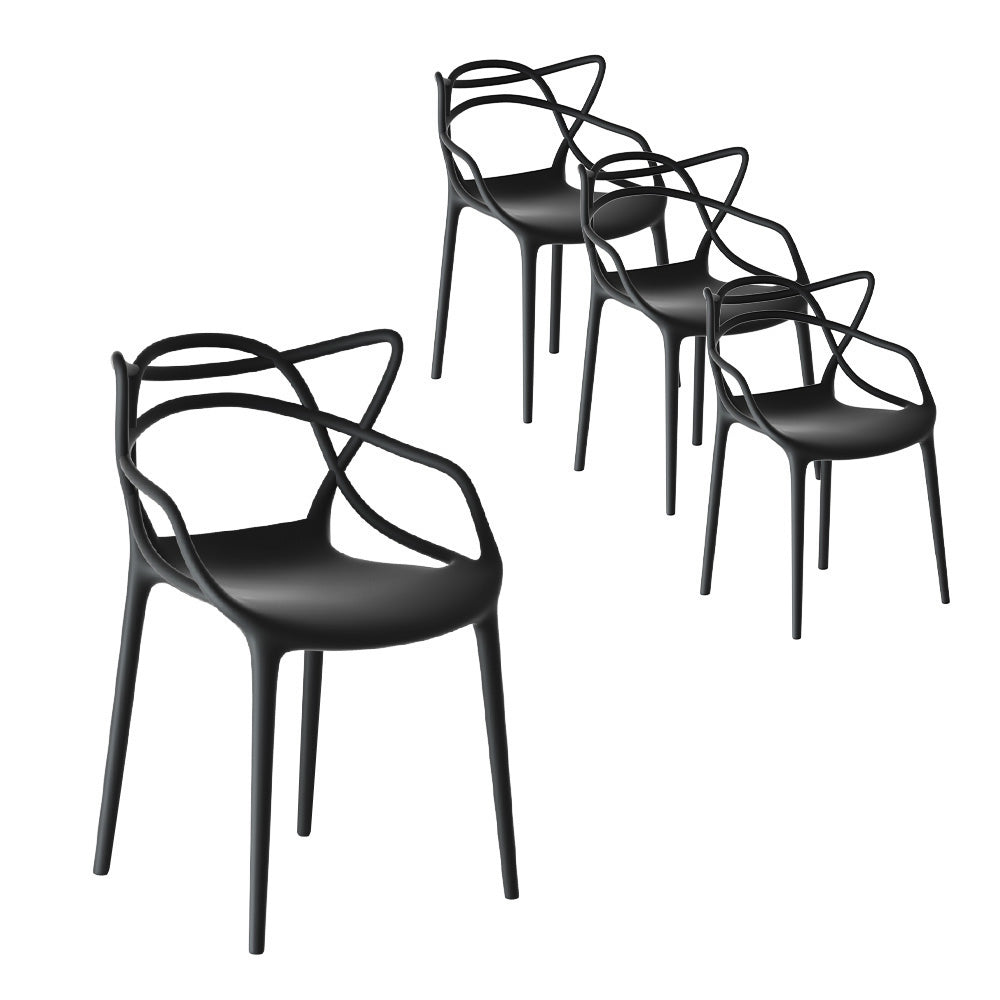 Nova 4PC Outdoor Dining Chairs PP Portable Stackable Chair Patio Furniture
