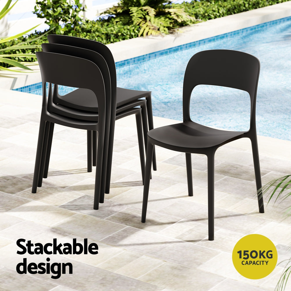 Hadrian Stackable Outdoor Chairs – Black – Set of 4