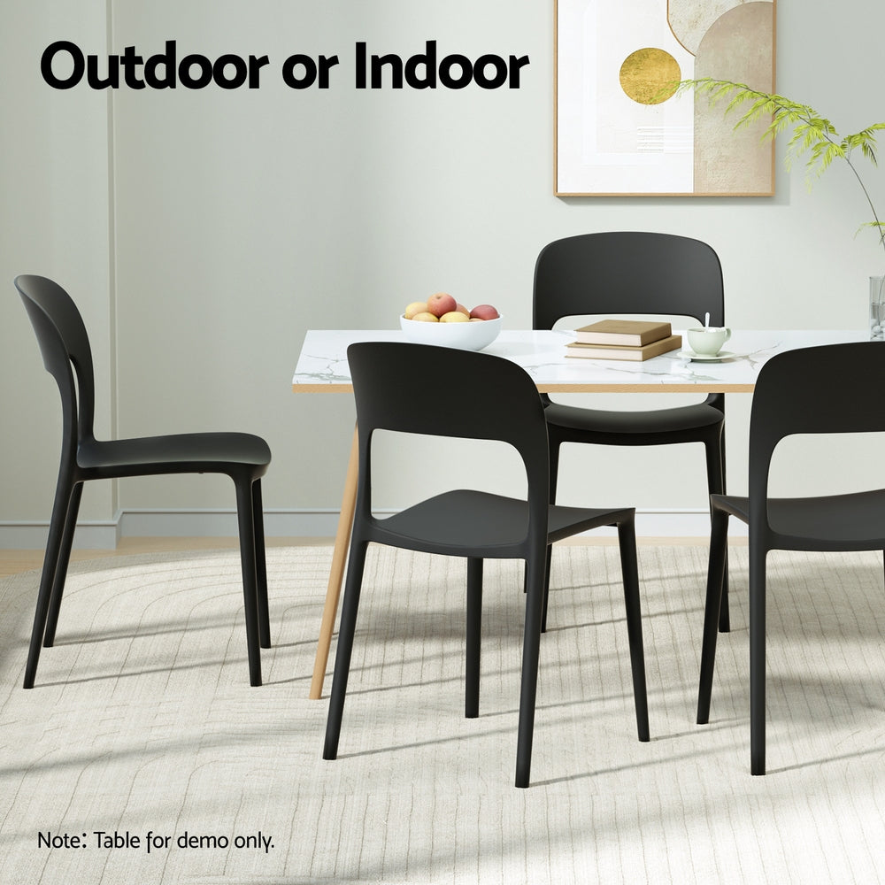 Hadrian Stackable Outdoor Chairs – Black – Set of 4