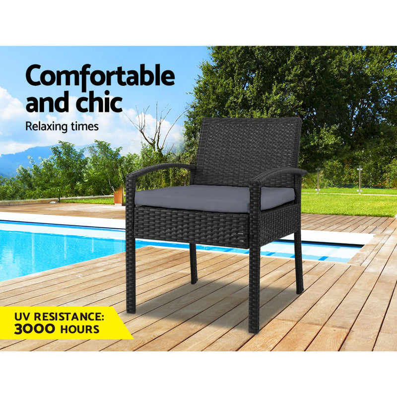 Outdoor Rattan Dining Chair - Black