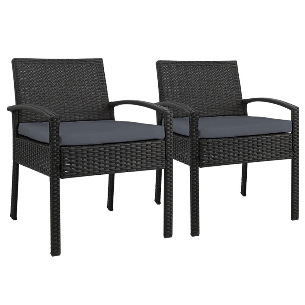 Haven 2PC Outdoor Dining Chairs Patio Furniture Rattan Lounge Chair Cushion Felix