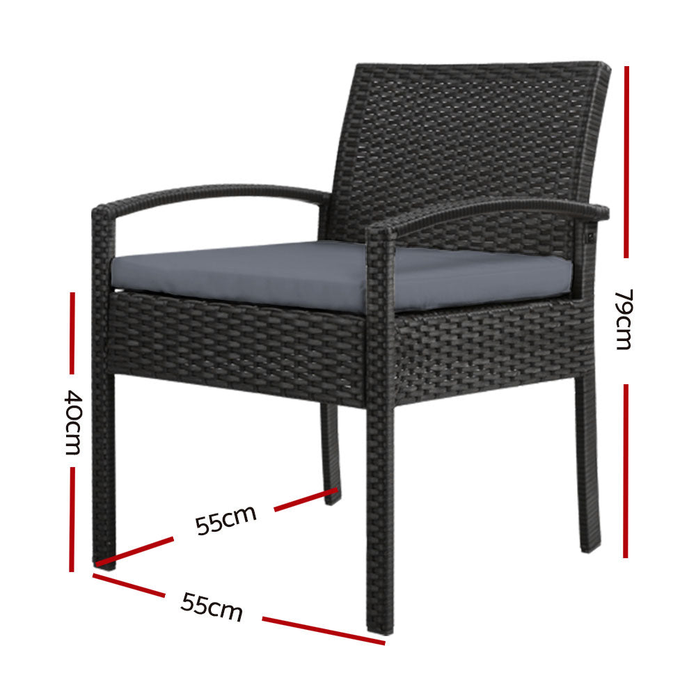 Haven Outdoor Dining Chairs – Black & Grey – Set of 2