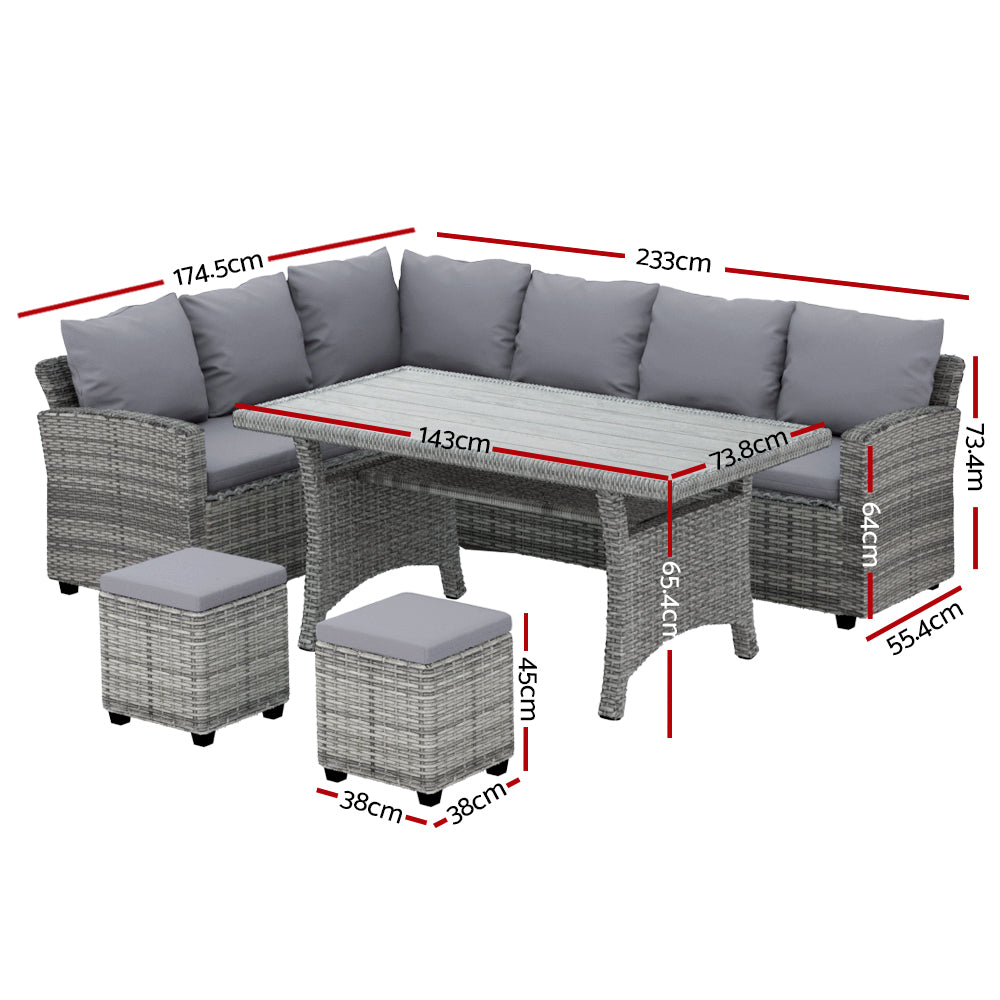 Alderon Outdoor Dining Set – Grey – 9 Piece