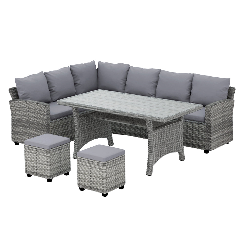 Alderon Outdoor Dining Set – Grey – 9 Piece