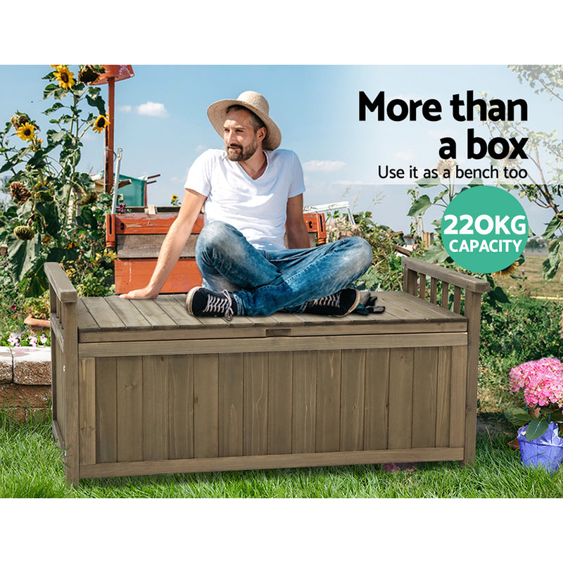 Outdoor Wooden Storage Bench Box - Brown