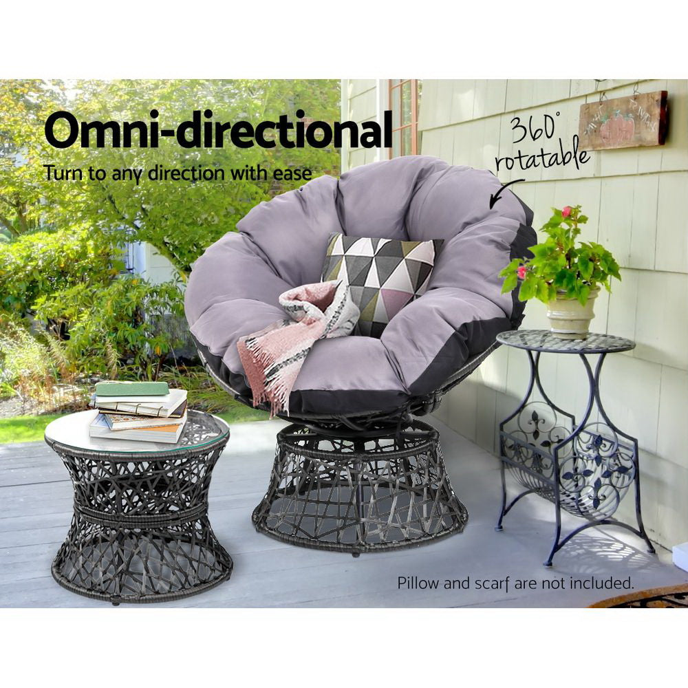 Santorini Papasan Lounge Set – Black – 3 Piece