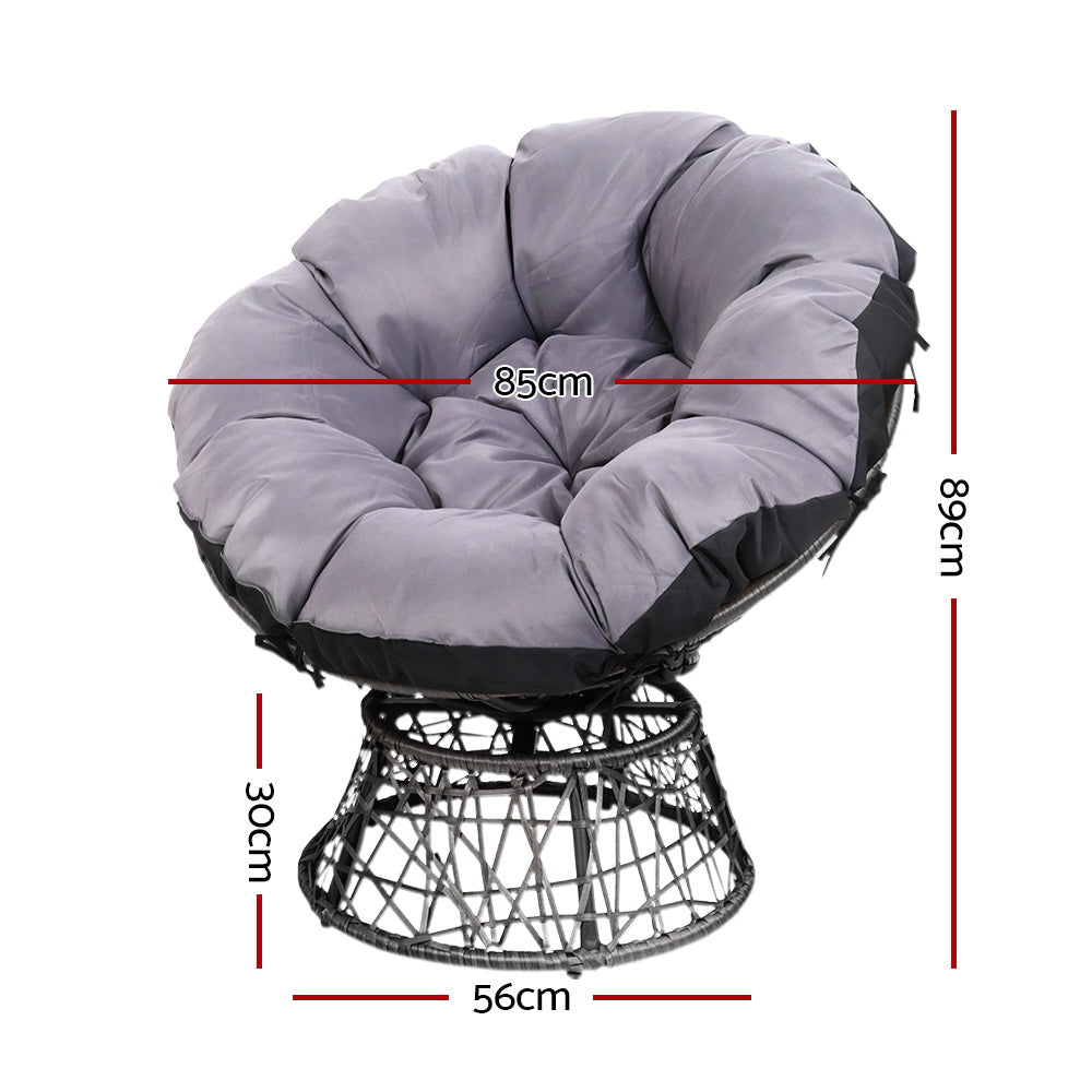 Solara Papasan Lounge Set – Grey – 3 Piece