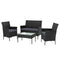 Gardeon 4 Piece Outdoor Lounge Setting Patio Furniture Sofa Set Black