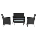 4 Piece Outdoor Lounge Sofa Set - Black