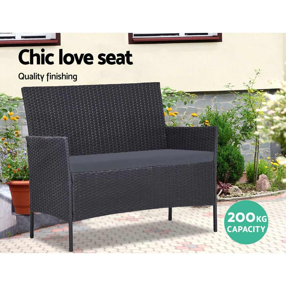 Atlas 4-Piece Wicker Outdoor Sofa Set – Dark Grey – Set of 4