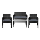 4 PCS Outdoor Wicker Sofa Set - Black