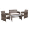 Gardeon 4 PCS Outdoor Lounge Setting Wicker Sofa Set Garden Furniture Grey